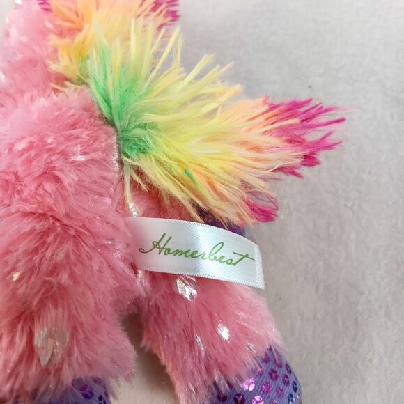 Homerbest plush unicorn 9" pink, sparkly, rainbow mane & tail - Picture 5 of 5